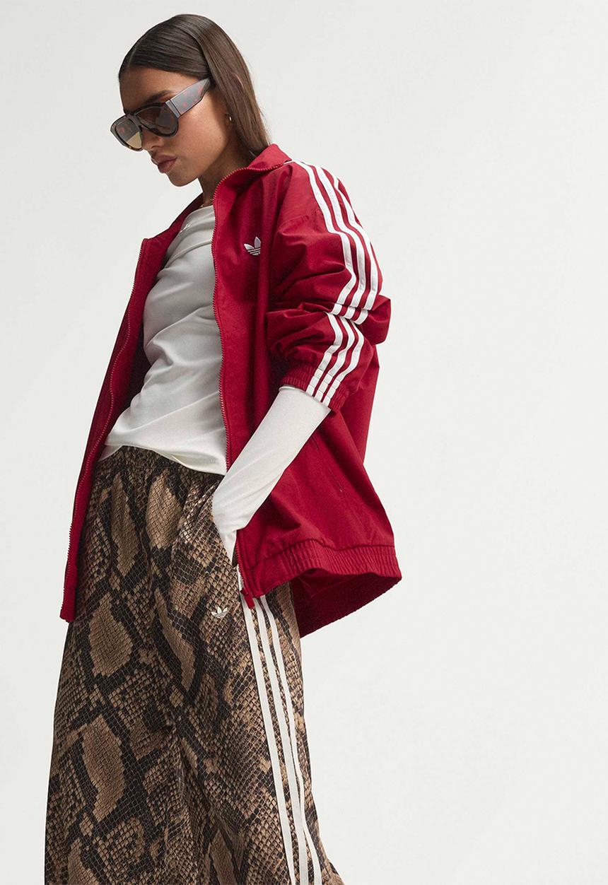 adidas Originals - Satin Snake Print Wide Leg Track Pants - Beige