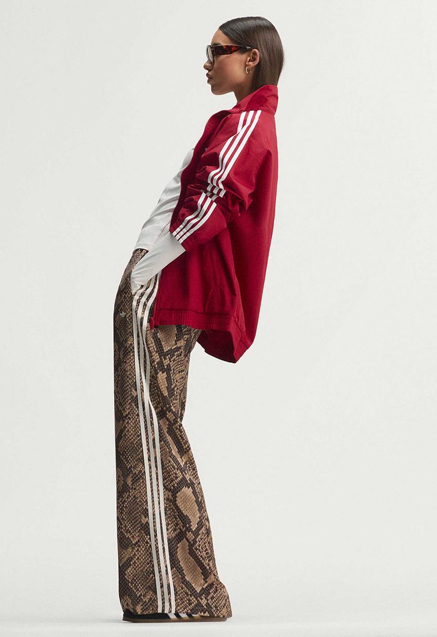 adidas Originals - Satin Snake Print Wide Leg Track Pants - Beige