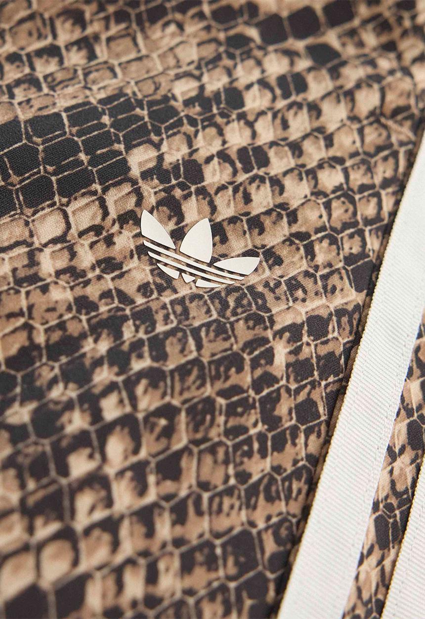 adidas Originals - Satin Snake Print Wide Leg Track Pants - Beige