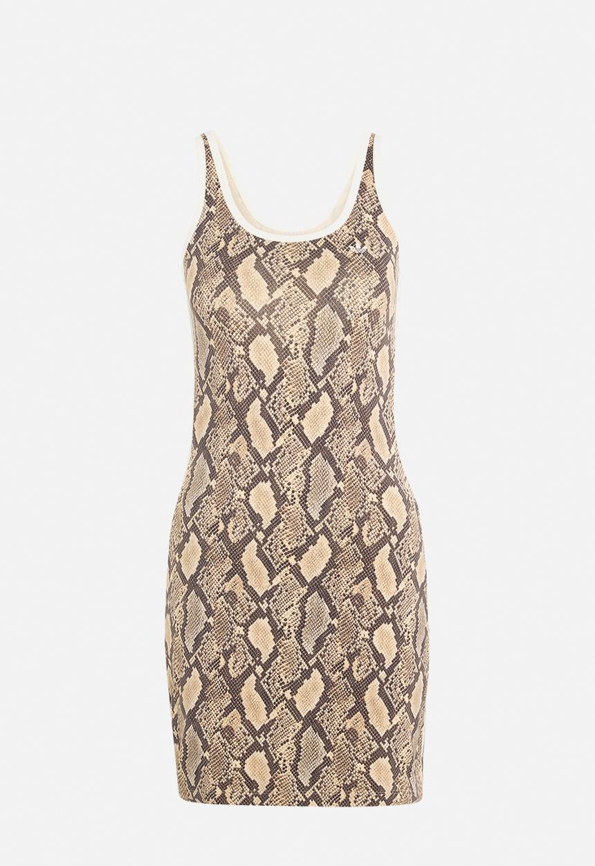 adidas Originals - Snake Print Mini Dress - Beige