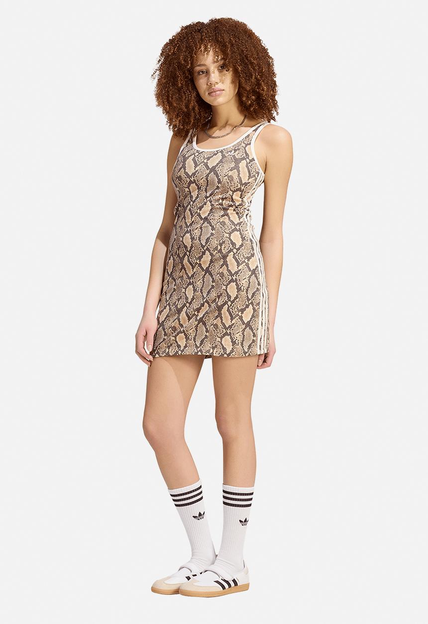 adidas Originals - Snake Print Mini Dress - Beige
