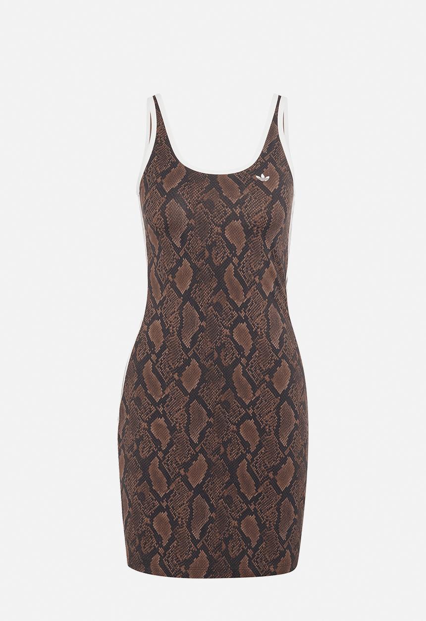 adidas Originals - Snake Print Mini Dress - Brown