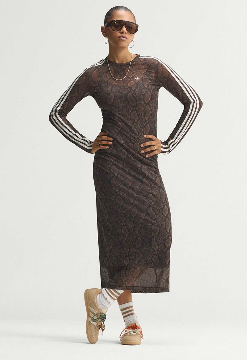 adidas Originals - Snake Print Maxi Dress - Brown