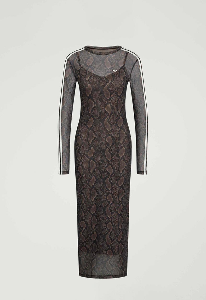 adidas Originals - Snake Print Maxi Dress - Brown