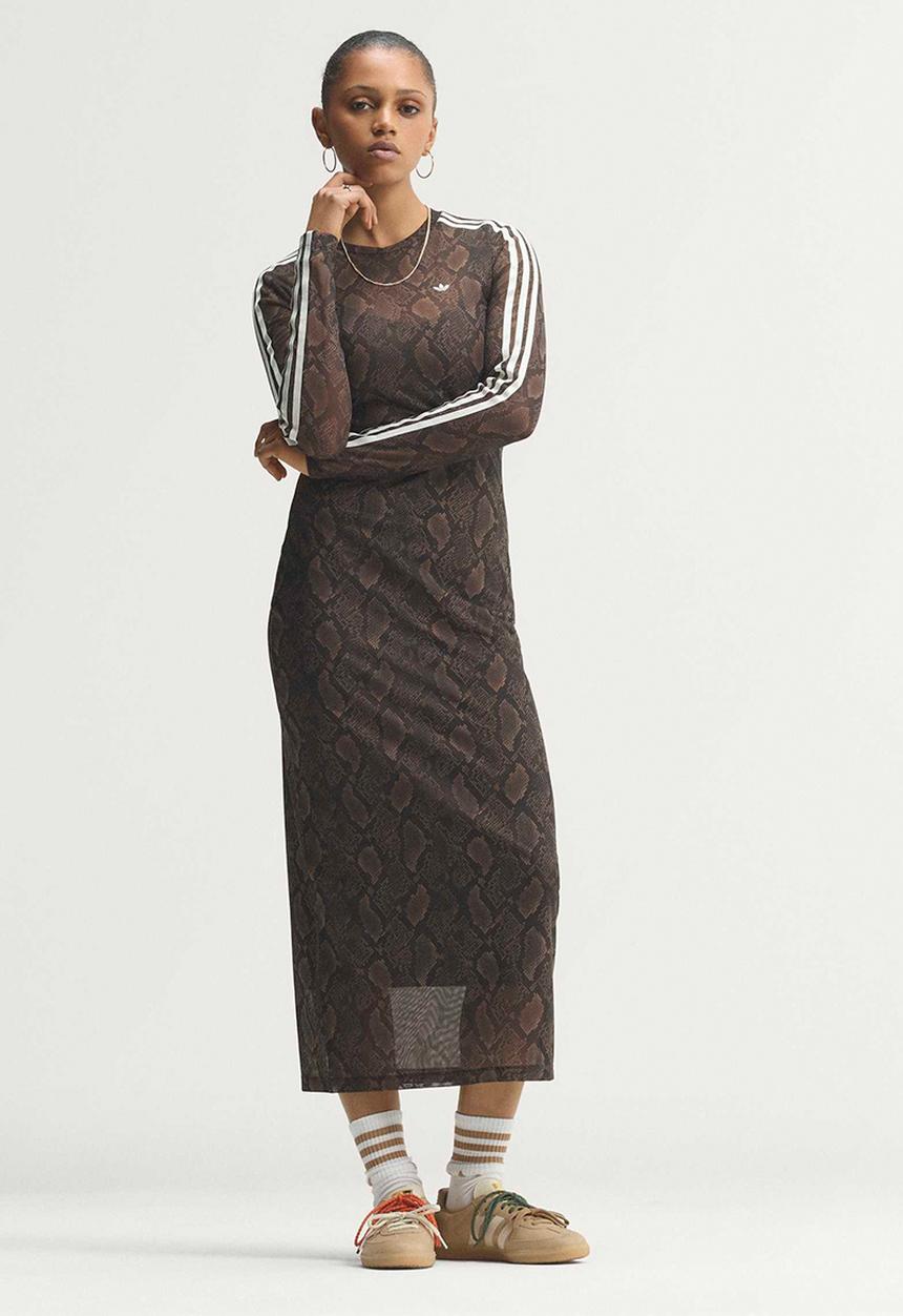 adidas Originals - Snake Print Maxi Dress - Brown