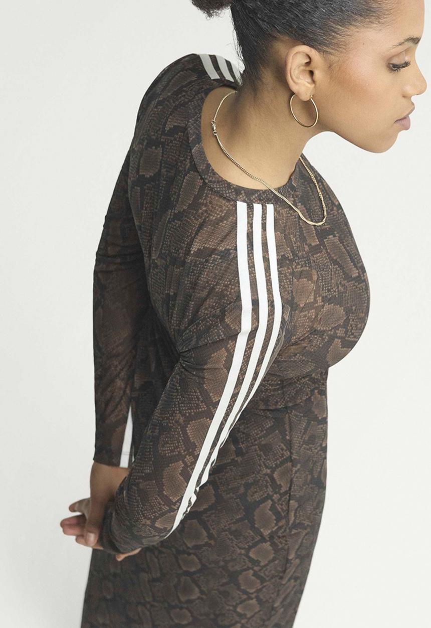 adidas Originals - Snake Print Maxi Dress - Brown