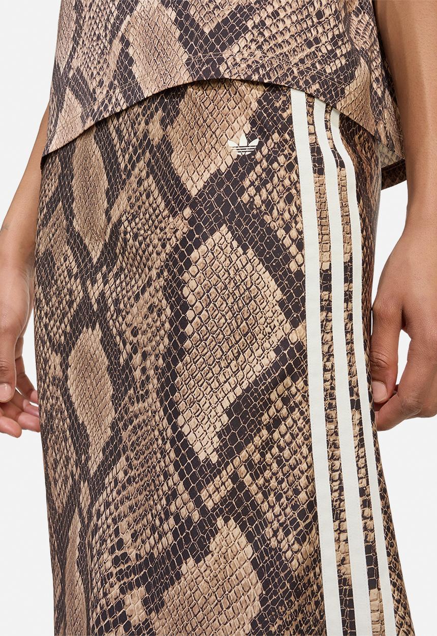 adidas Originals - Snake Print Satin Skirt - Beige