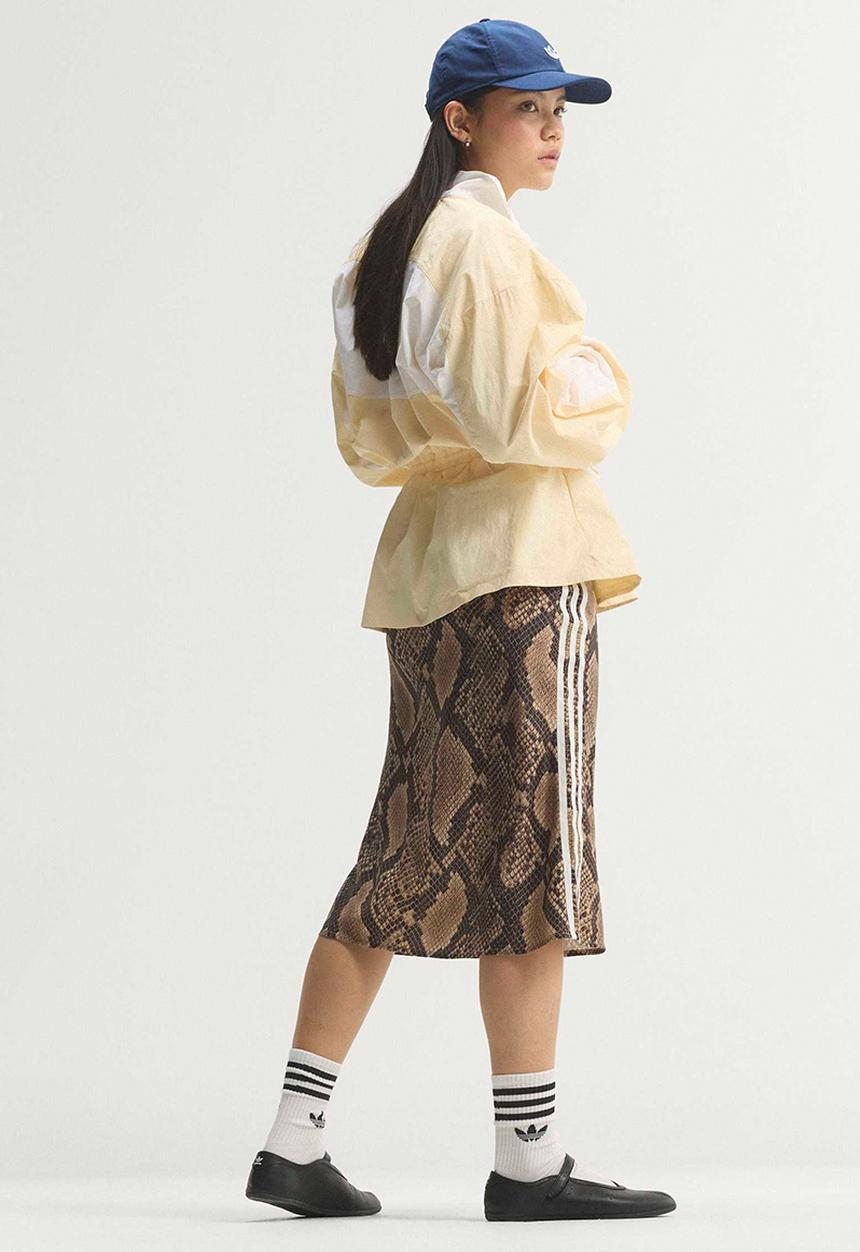 adidas Originals - Snake Print Satin Skirt - Beige