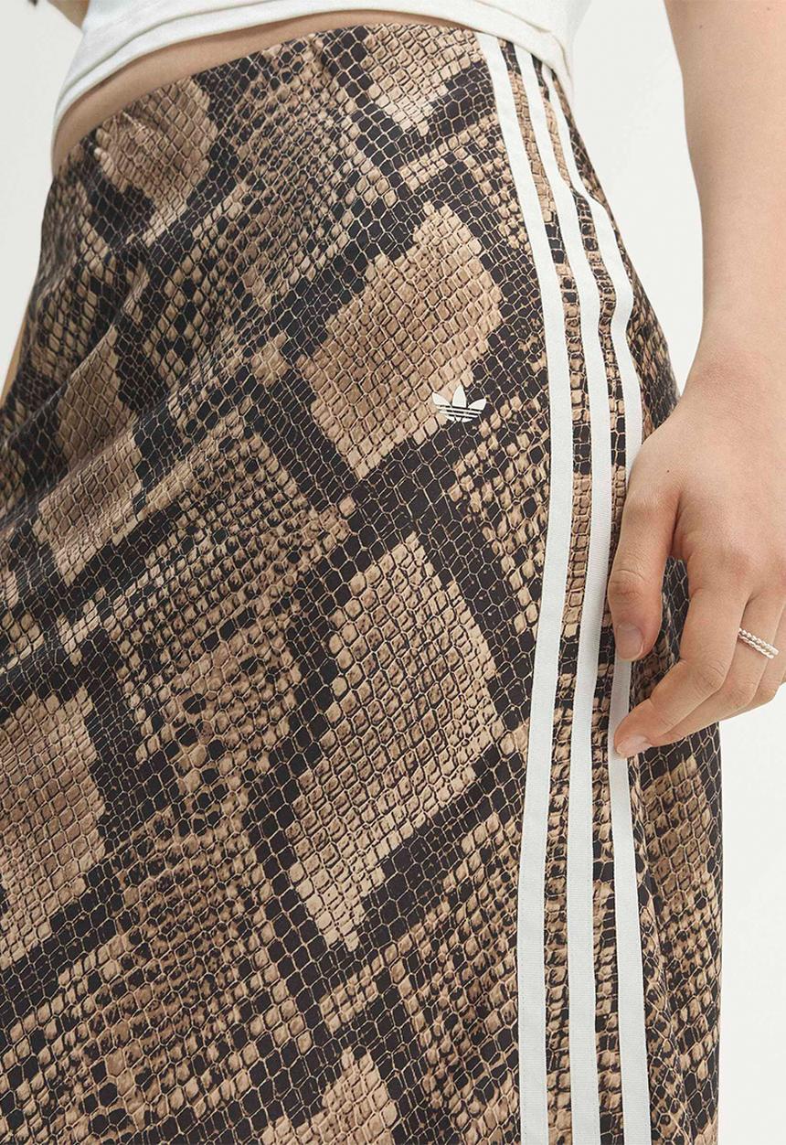 adidas Originals - Snake Print Satin Skirt - Beige