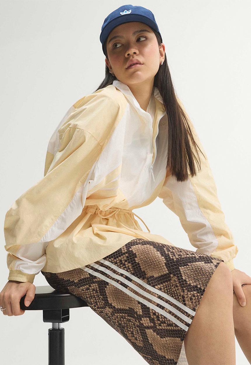 adidas Originals - Snake Print Satin Skirt - Beige