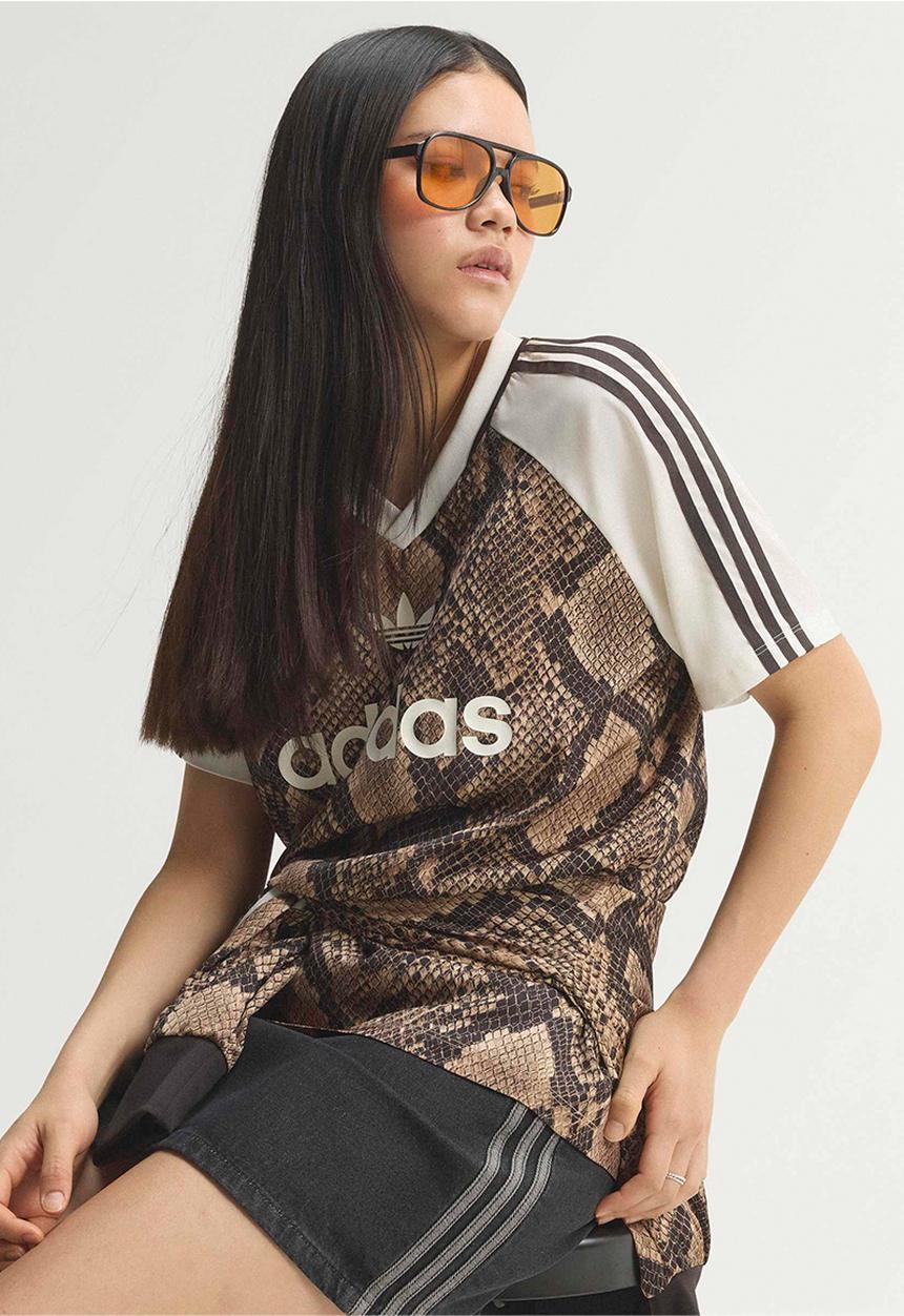 adidas Originals - Snake Print Satin Jersey - Beige