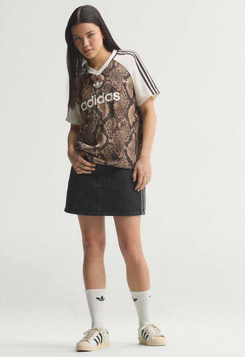 adidas Originals - Snake Print Satin Jersey - Beige