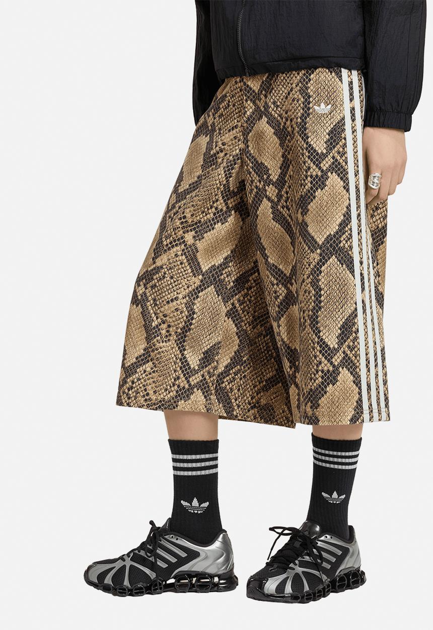 adidas Originals - Snake Print Denim Bermuda Shorts - Beige