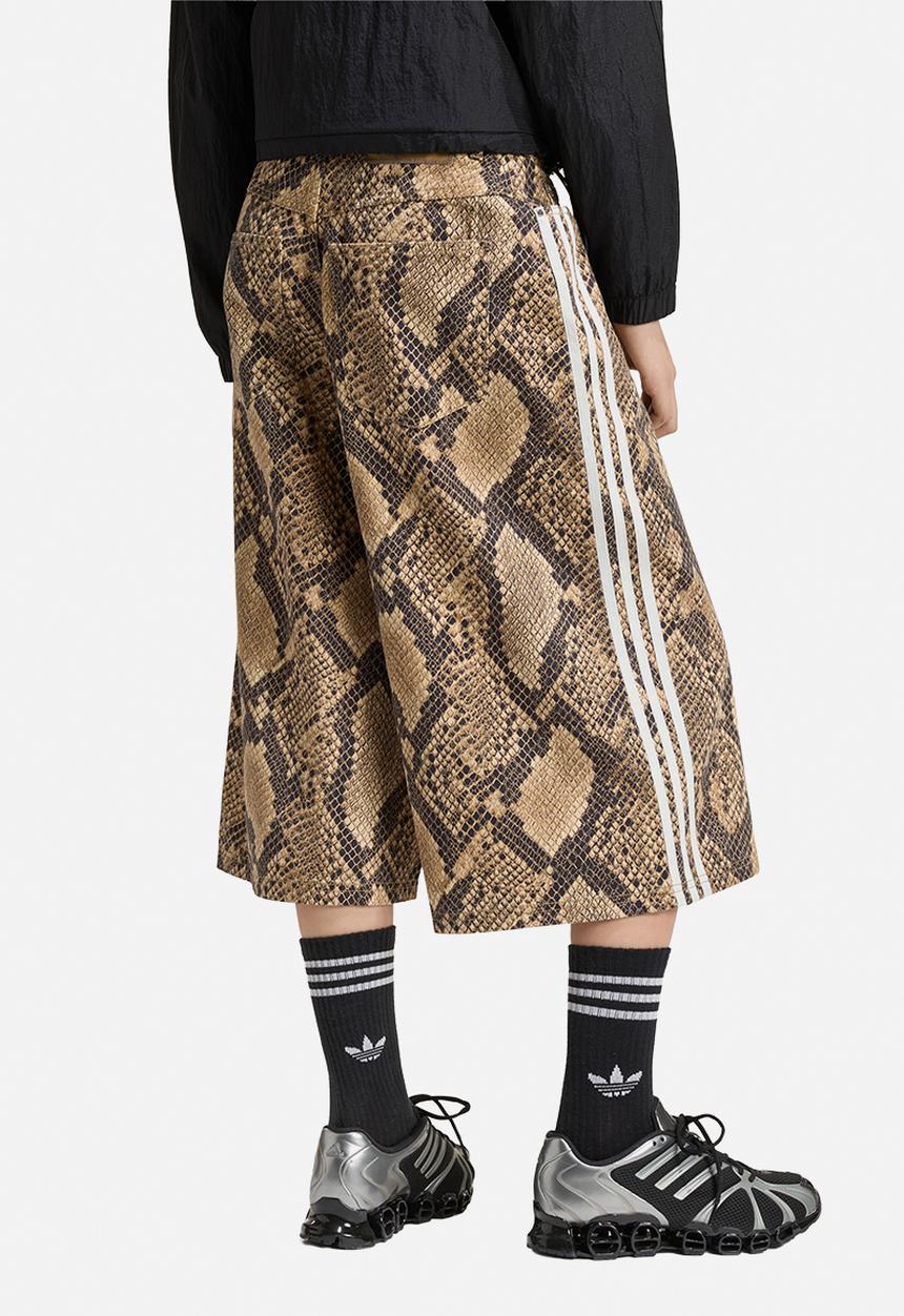 adidas Originals - Snake Print Denim Bermuda Shorts - Beige