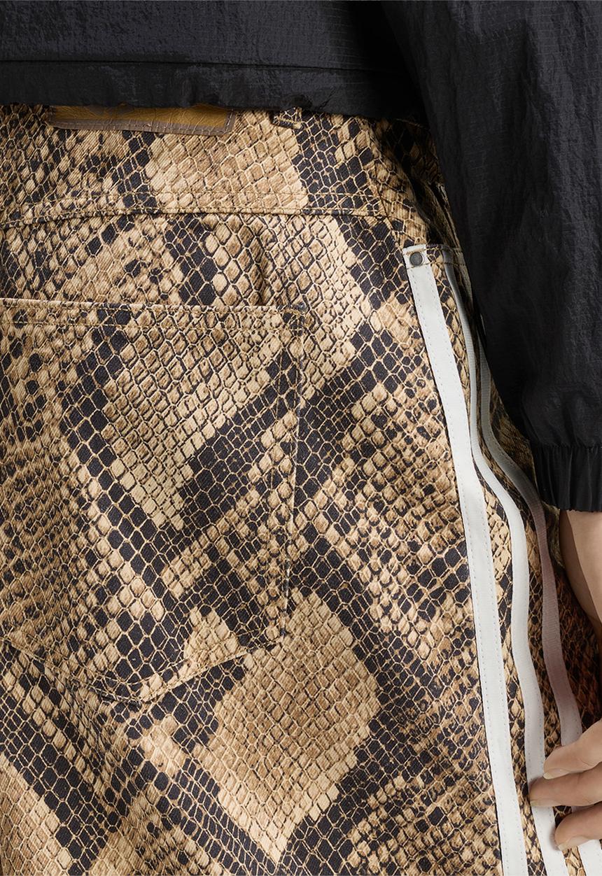 adidas Originals - Snake Print Denim Bermuda Shorts - Beige