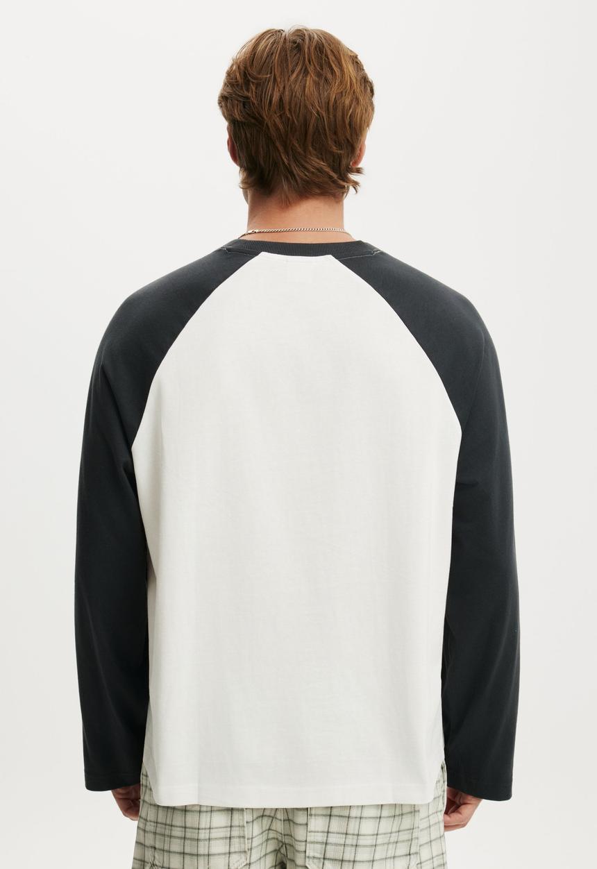 Cotton On - Cropped Fit Long Sleeve - Vintage White/Washed Black