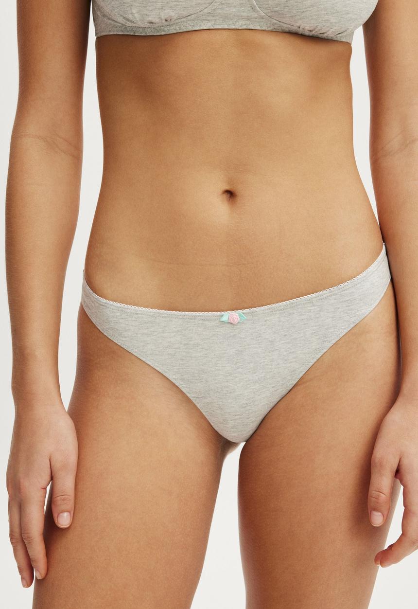 Cotton On - Cotton comfy g-string brief - grey marle