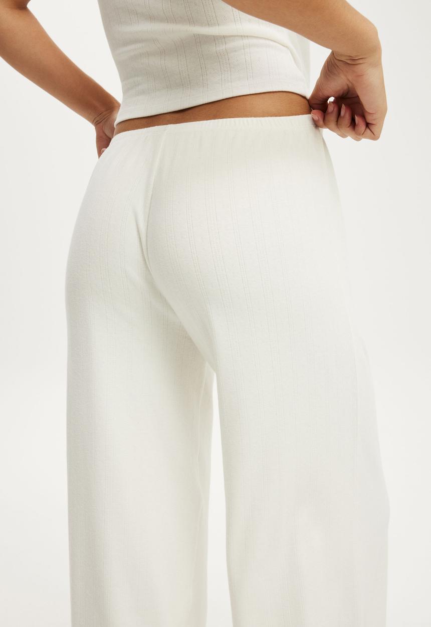 Cotton On - Dreamy soft pointelle wide leg pant - coconut milk
