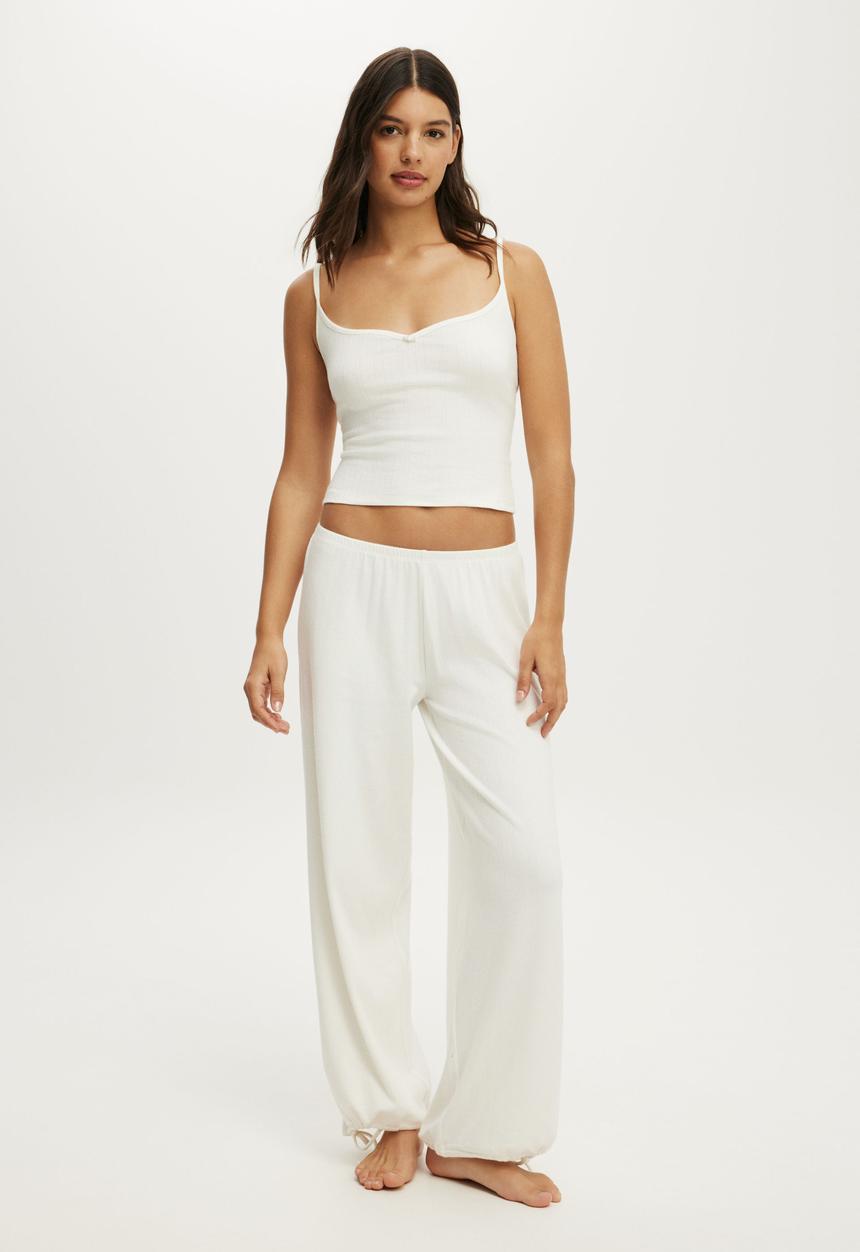 Cotton On - Dreamy soft pointelle wide leg pant - coconut milk