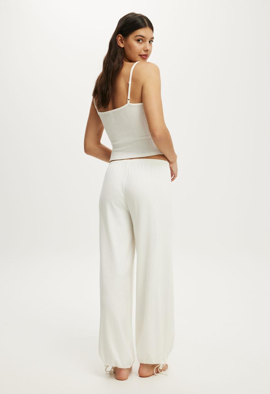 Cotton On - Dreamy soft pointelle wide leg pant - coconut milk