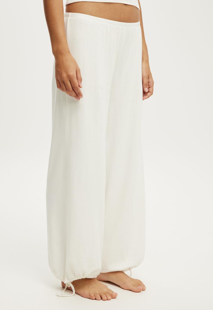Cotton On - Dreamy soft pointelle wide leg pant - coconut milk