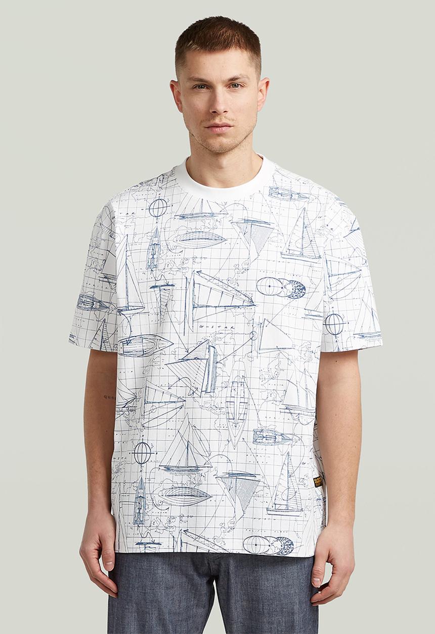 G-STAR - Aop Relaxed R T - Milk Boat Blueprint