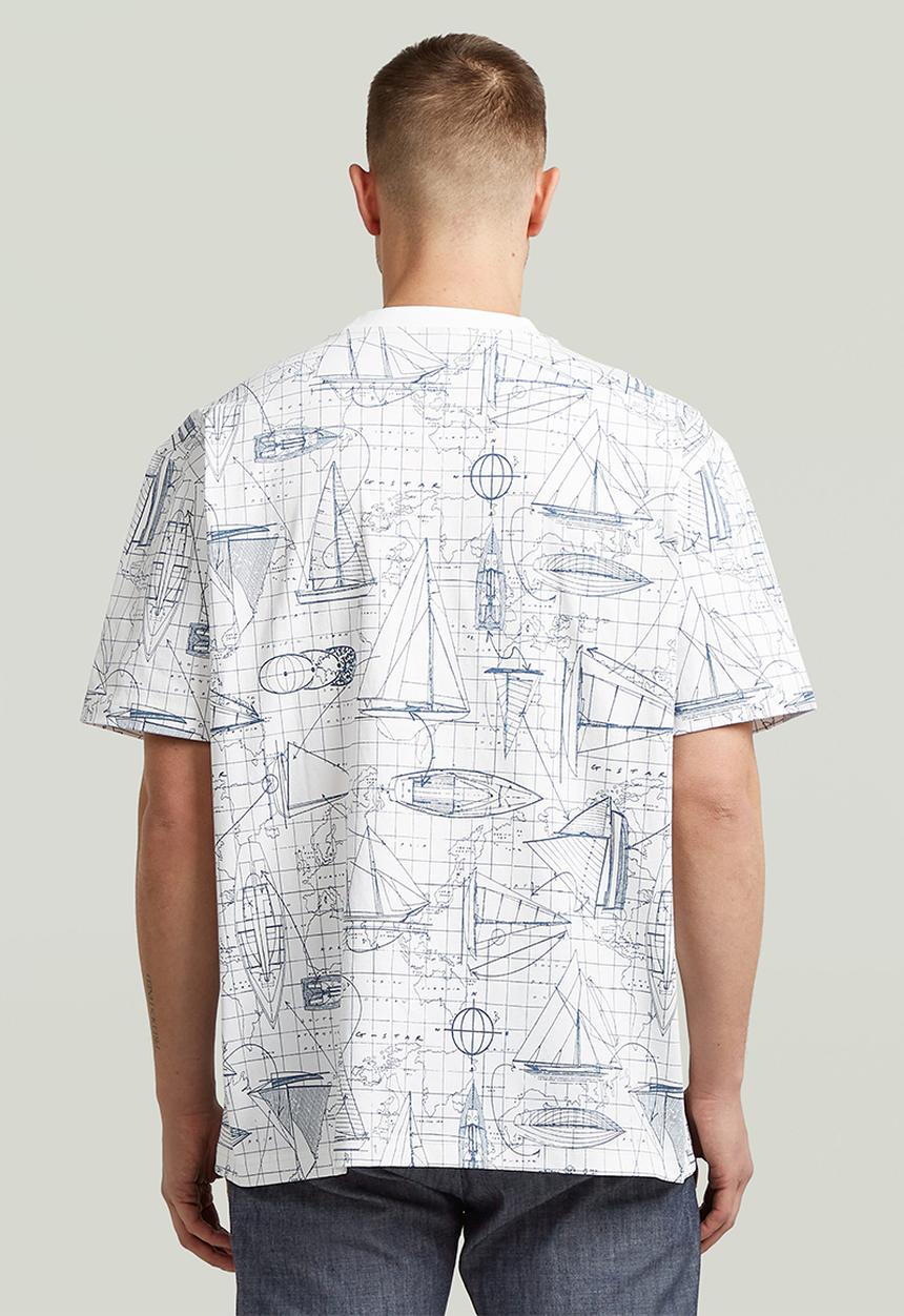 G-STAR - Aop Relaxed R T - Milk Boat Blueprint