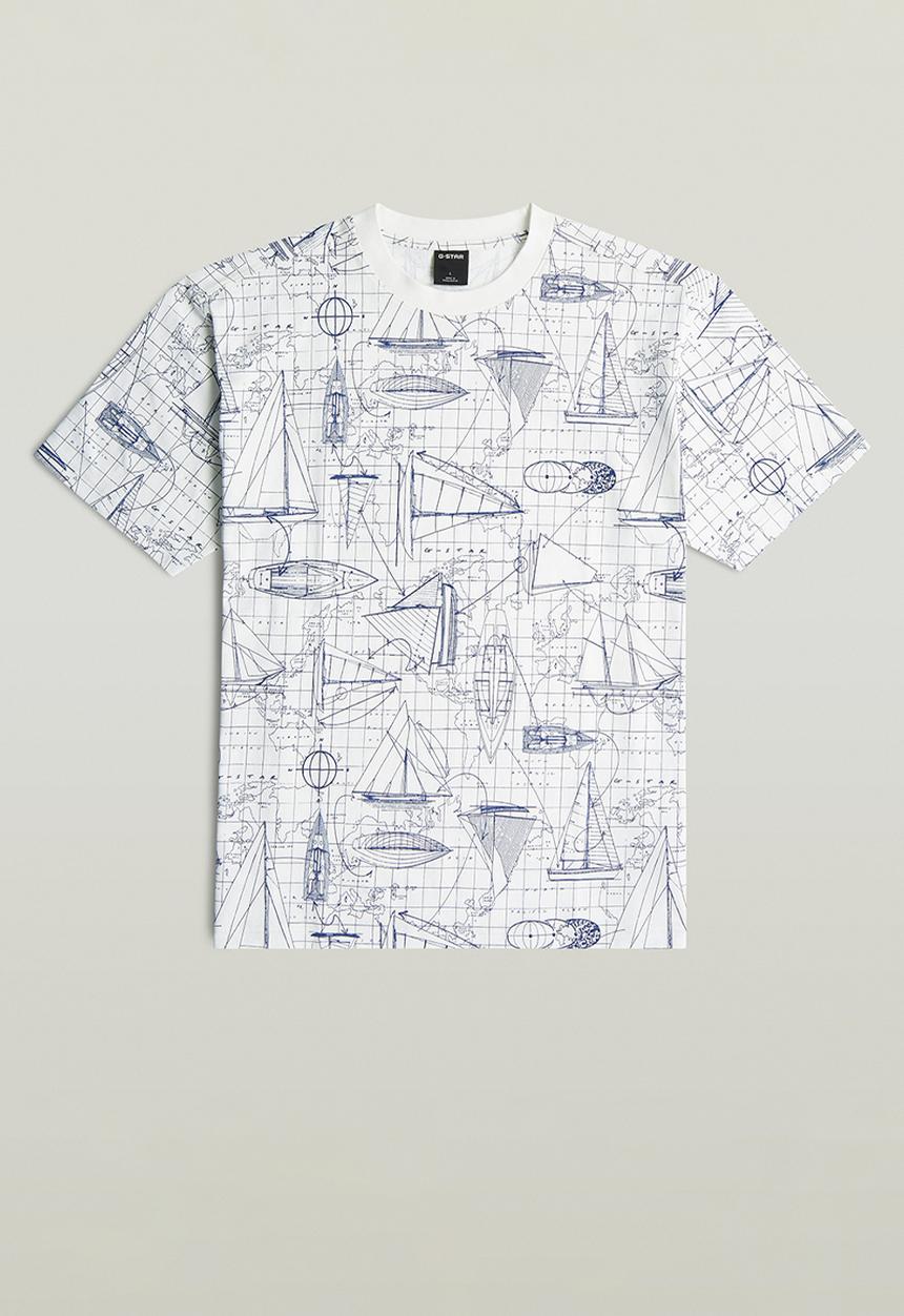 G-STAR - Aop Relaxed R T - Milk Boat Blueprint