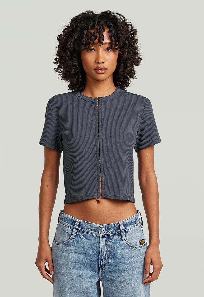 G-STAR - Hook & eye slim rib r t wmn - petrol