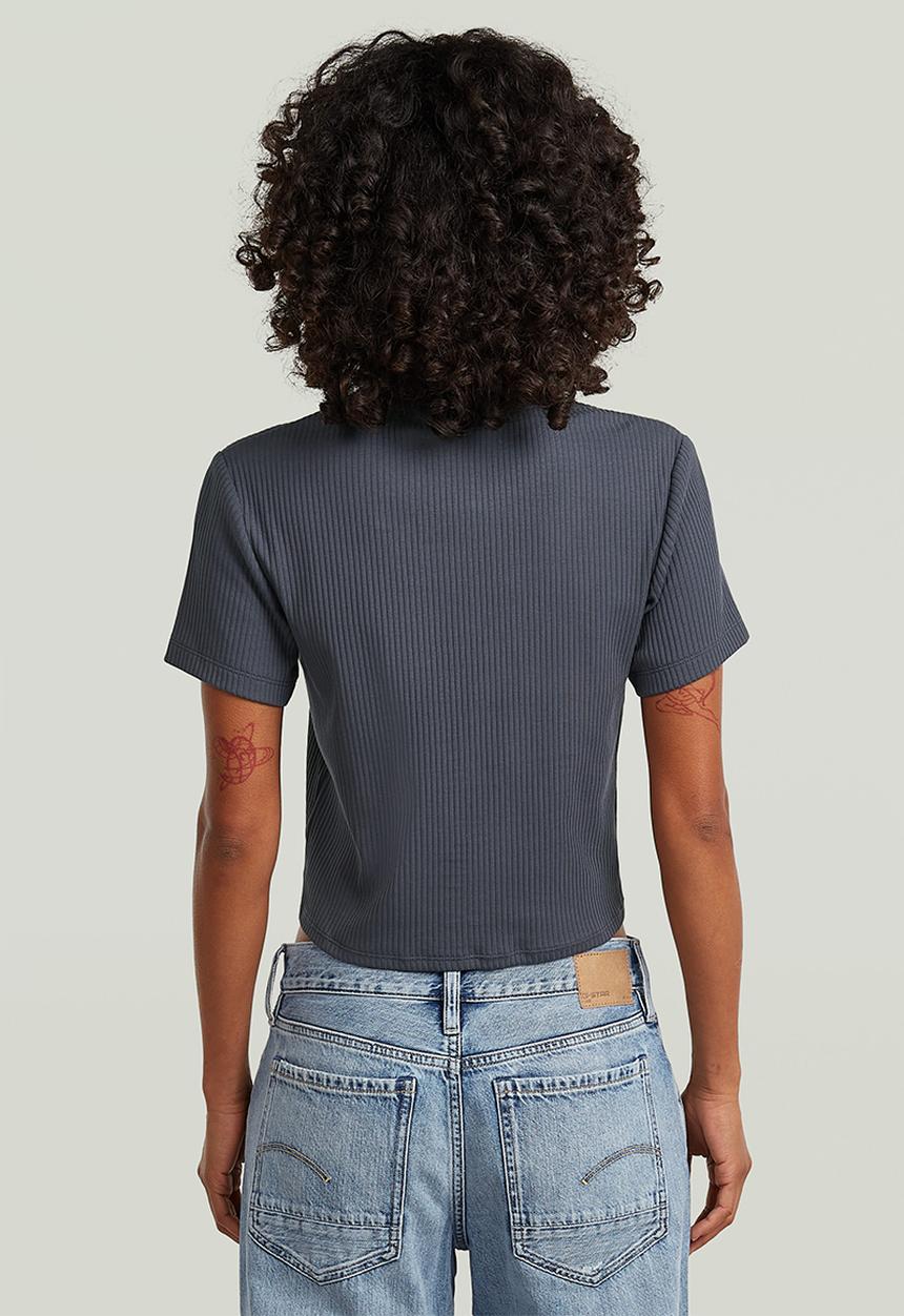 G-STAR - Hook & eye slim rib r t wmn - petrol