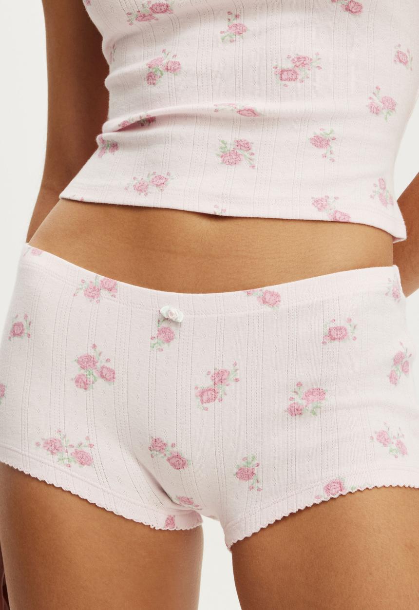 Cotton On - Dreamy soft pointelle micro short - penelope floral pink kiss