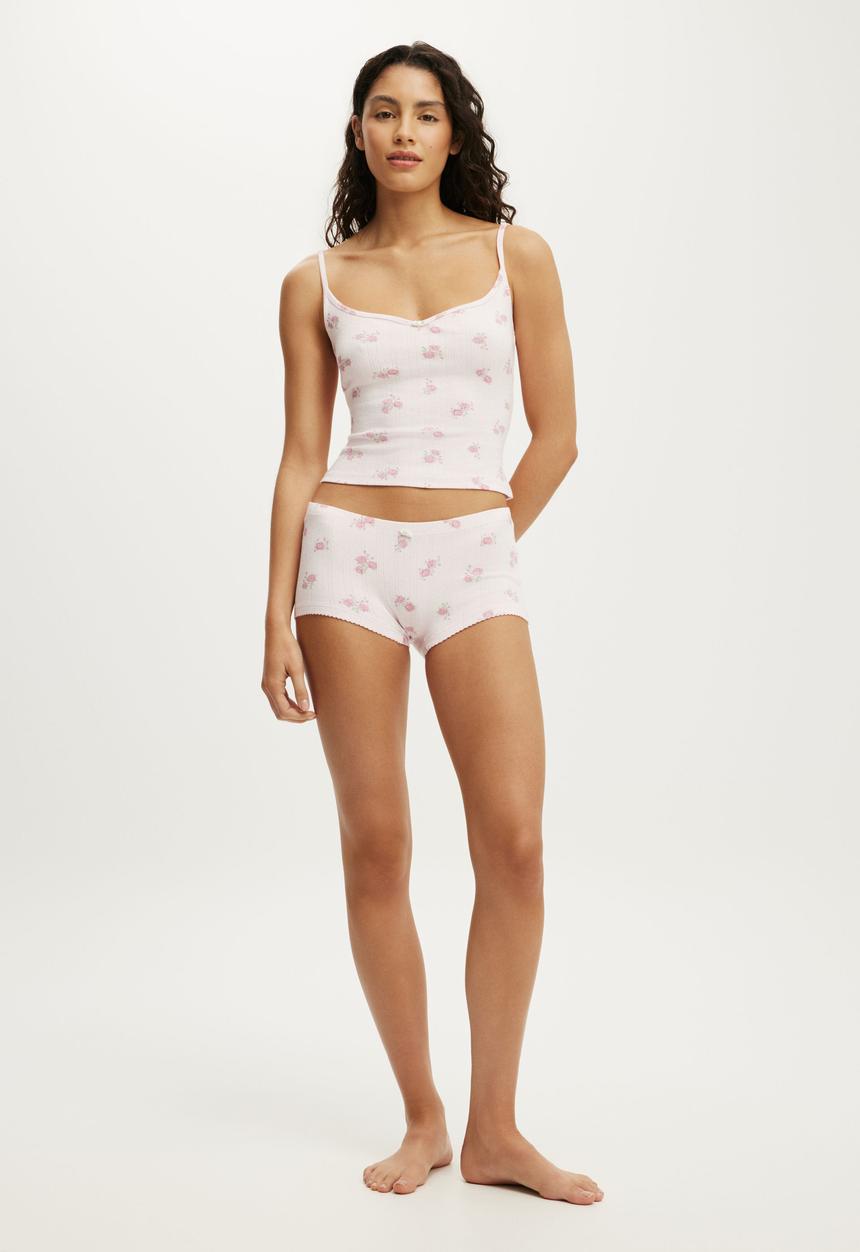 Cotton On - Dreamy soft pointelle micro short - penelope floral pink kiss