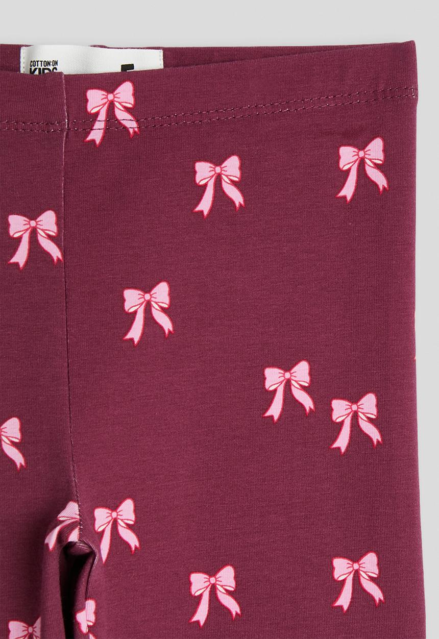 Cotton On - Essential Legging - Berry Jam/Bows