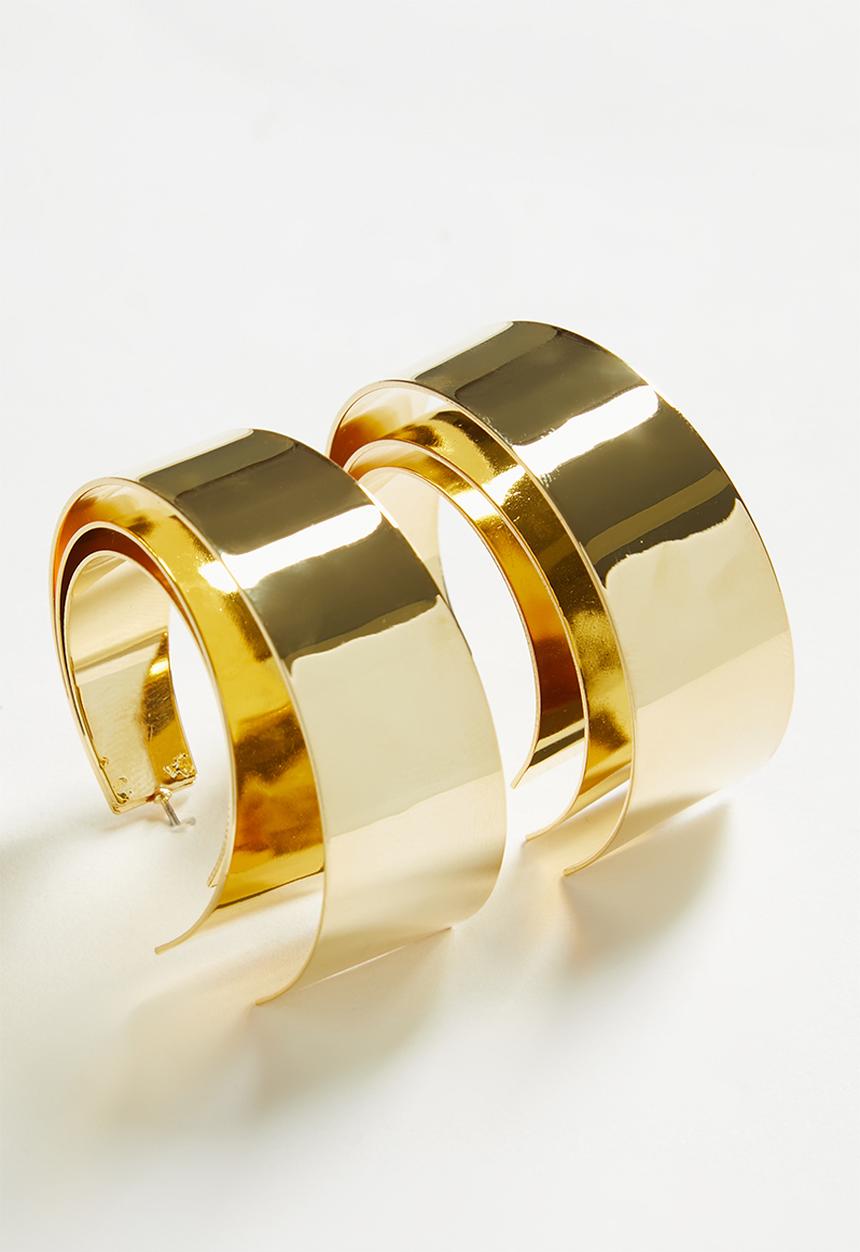 Tessa Design - Ren Layered Wide Hoop Earrings-Gold