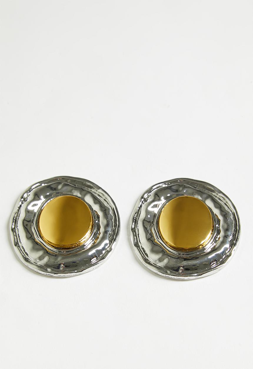 Tessa Design - Lucienne Two Tone Sphere Earrings-Silver/Gold