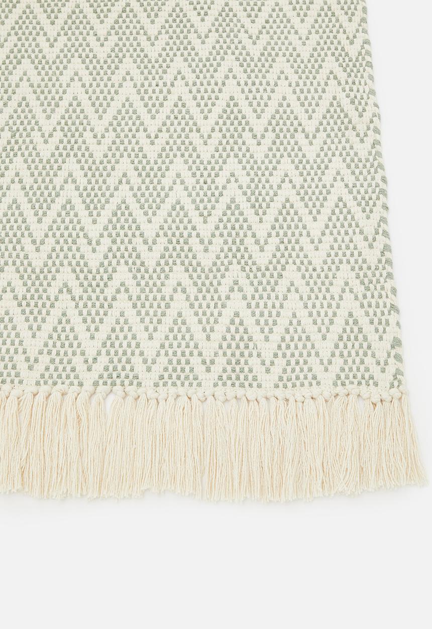 Sixth Floor - Santi Cotton Woven Geo Rug - Sage