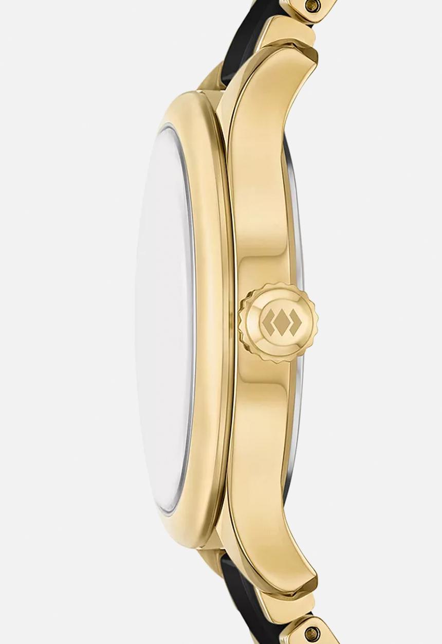Fossil - Gilmore Three-Hand Date Ceramic Watch CE1132 - Black/Gold
