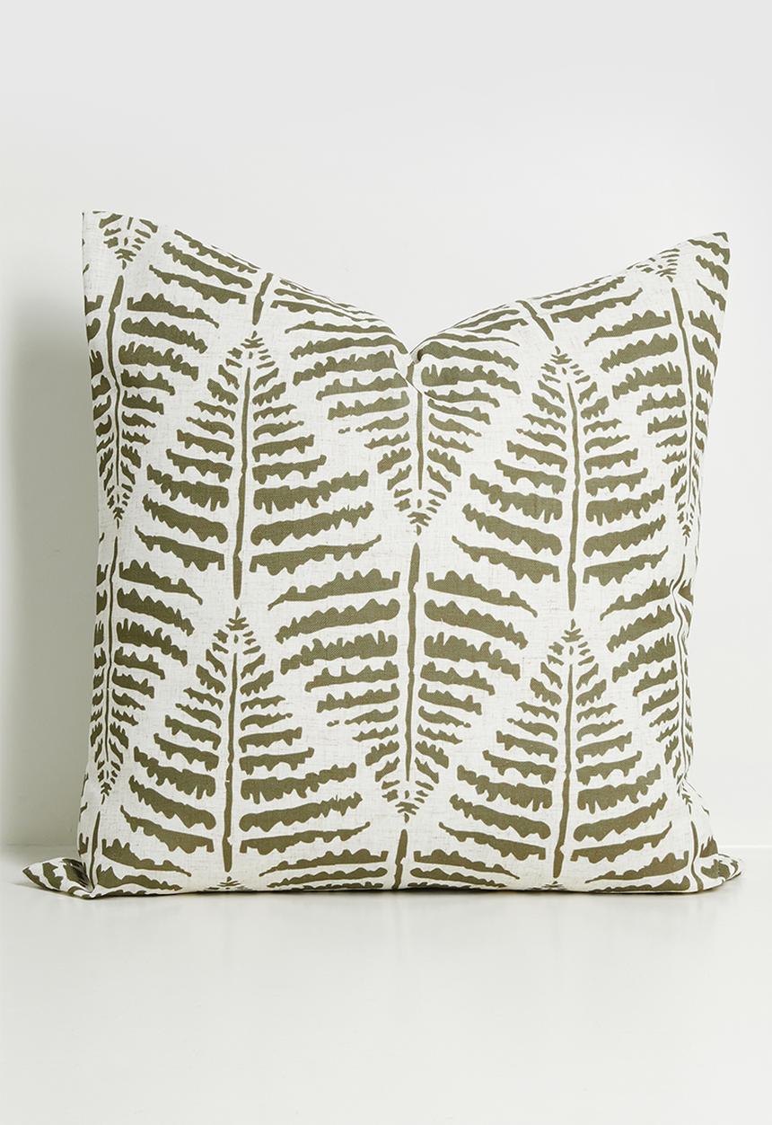 Sixth Floor - Fern Cushion Cover - Olive Green & Ecru