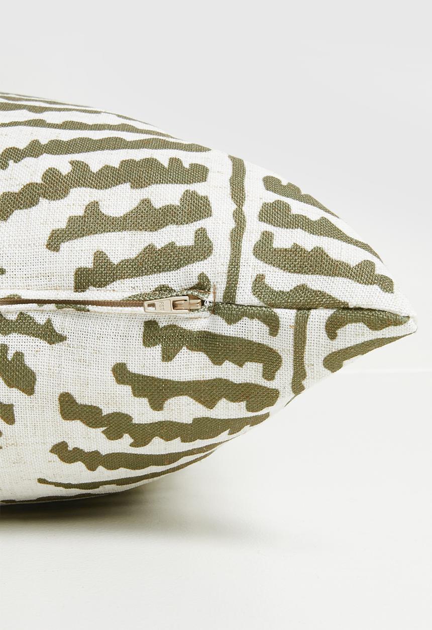 Sixth Floor - Fern Cushion Cover - Olive Green & Ecru
