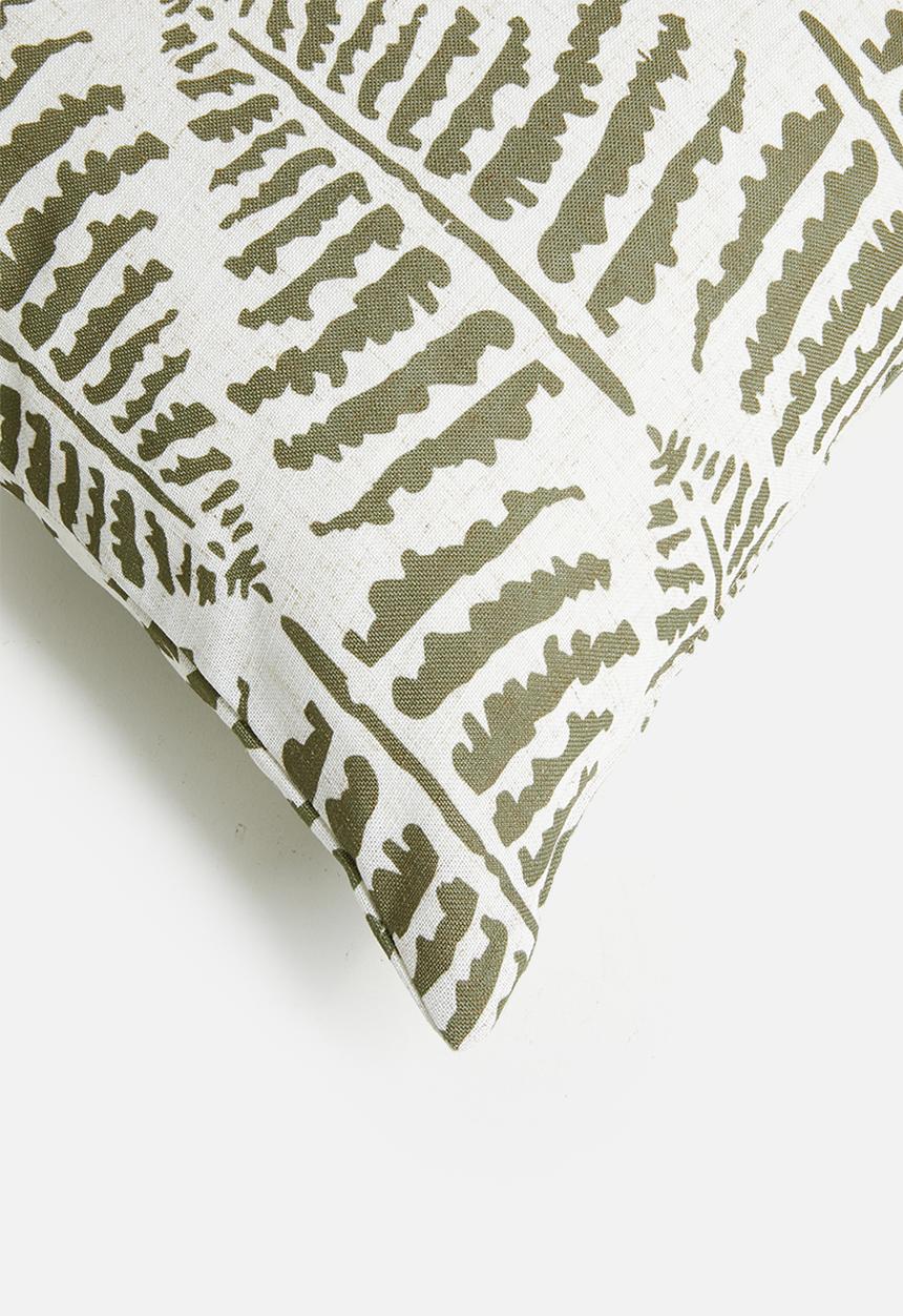 Sixth Floor - Fern Cushion Cover - Olive Green & Ecru