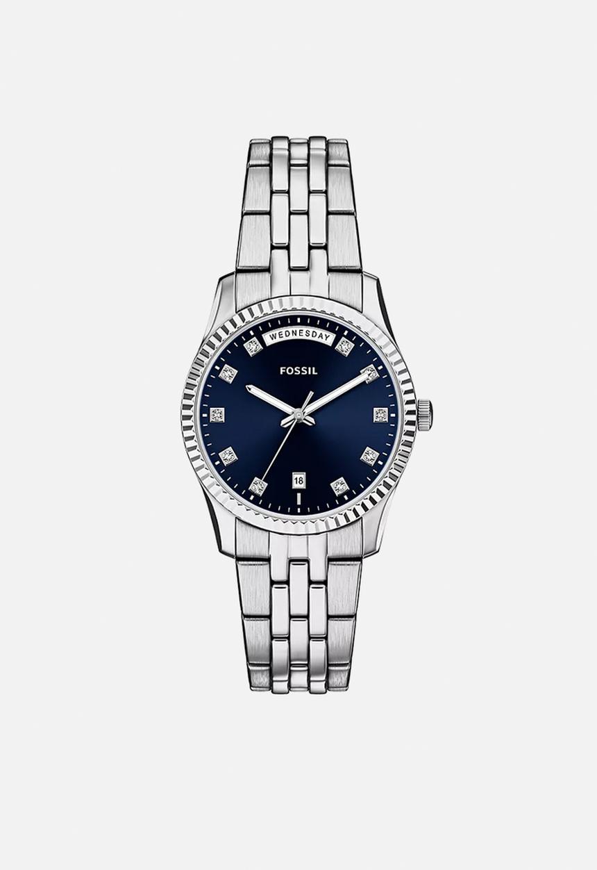 Fossil - Scarlette Three-Hand Day-Date Stainless Steel ES5457 Watch - Silver