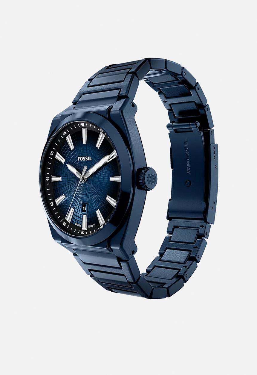 Fossil - Everett Three-Hand Navy Stainless Steel  FS6169 Watch - Blue