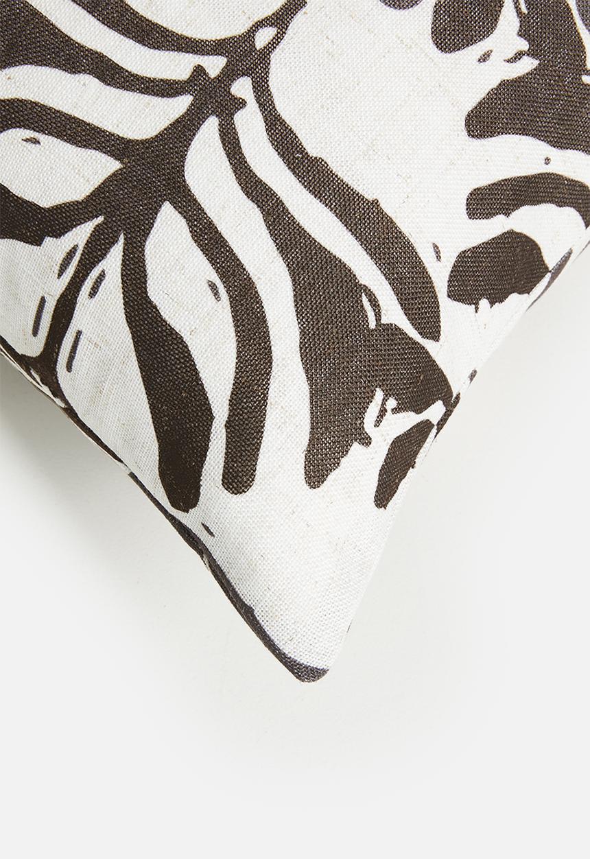 Sixth Floor - Graphic Floral Cushion Cover - Brown & Ecru