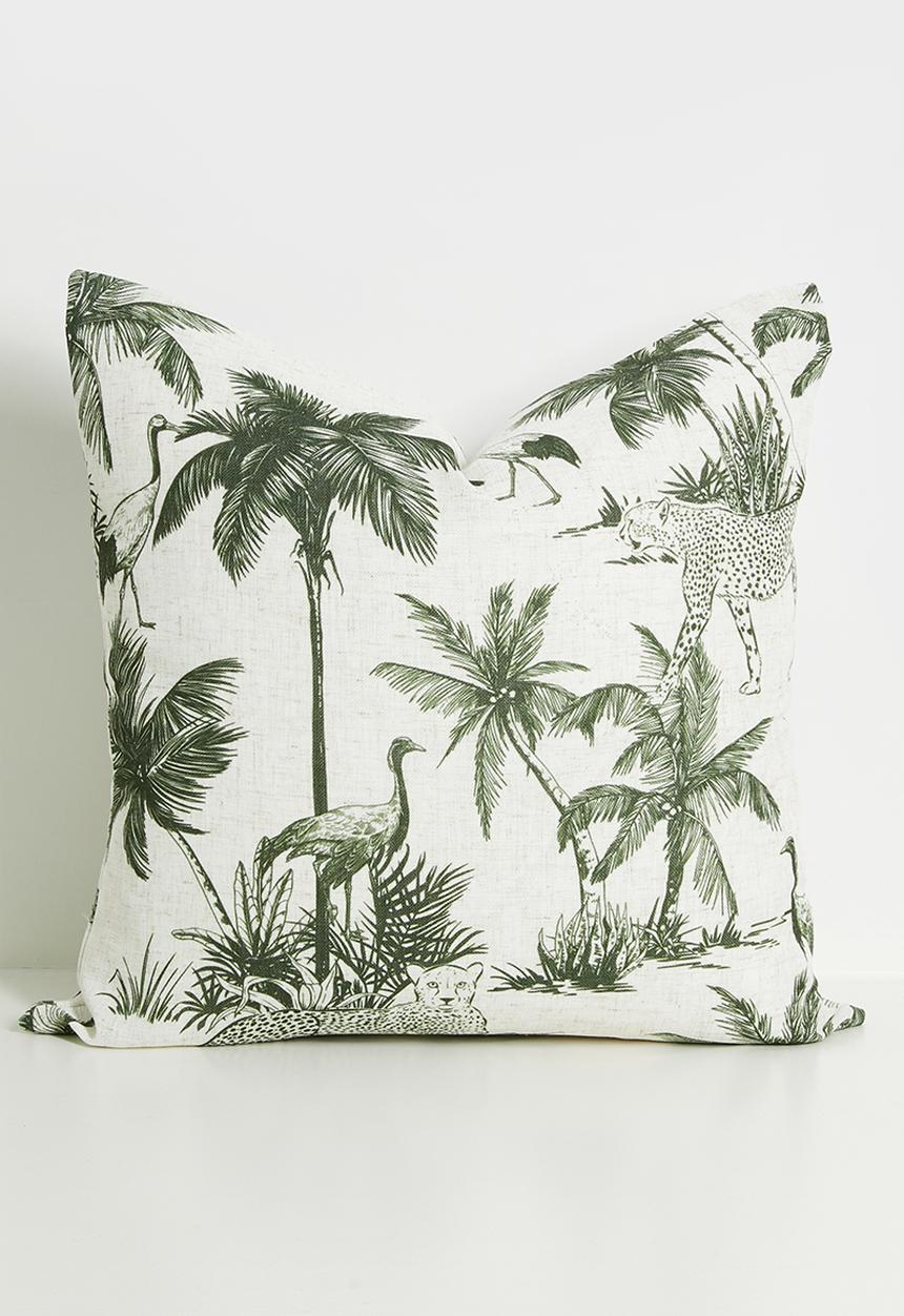 Sixth Floor - Jungle Palm Cushion Cover - Milk & Green