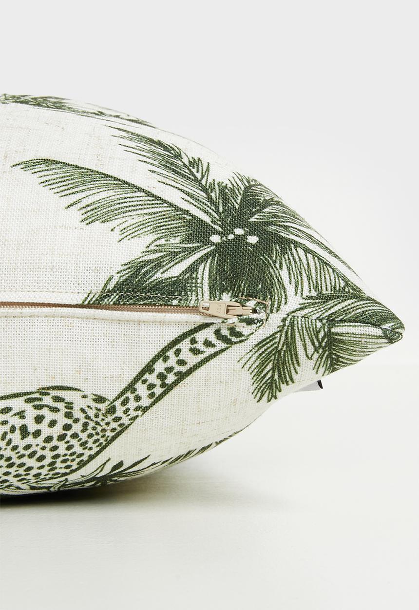 Sixth Floor - Jungle Palm Cushion Cover - Milk & Green