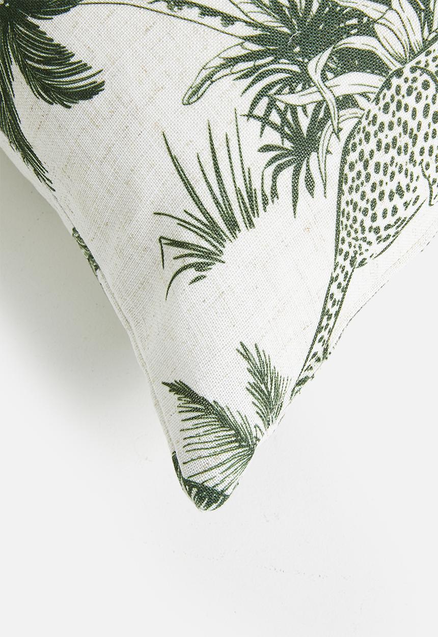 Sixth Floor - Jungle Palm Cushion Cover - Milk & Green