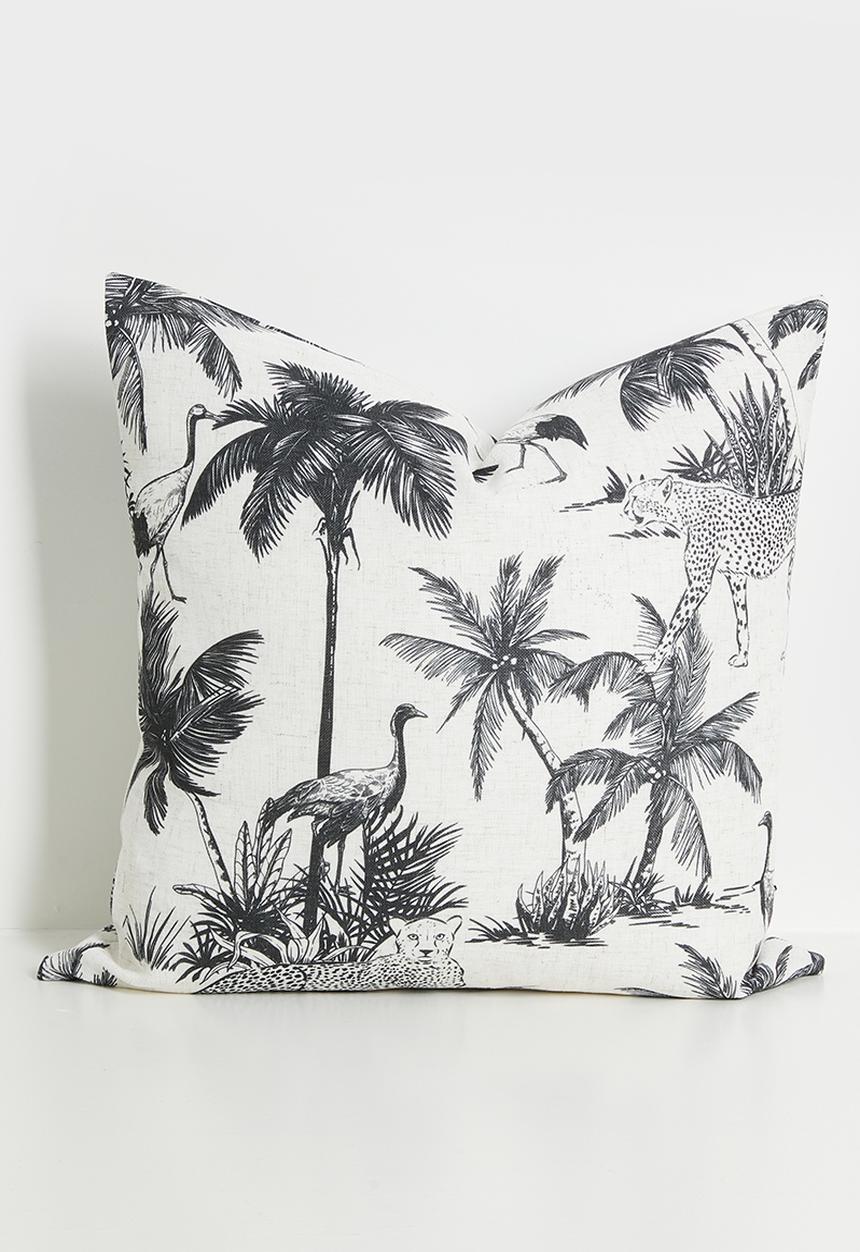 Sixth Floor - Jungle Palm Cushion Cover - Milk & Black