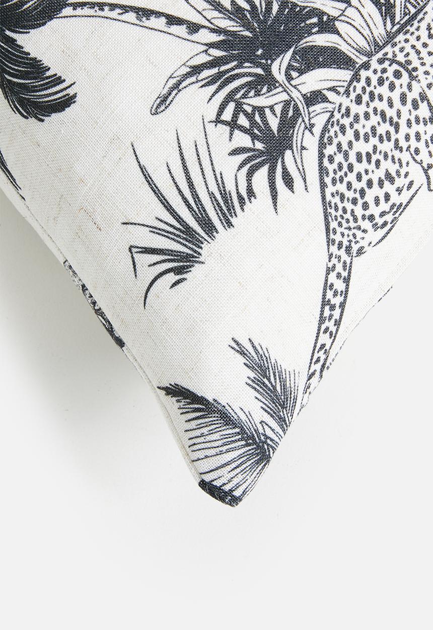 Sixth Floor - Jungle Palm Cushion Cover - Milk & Black