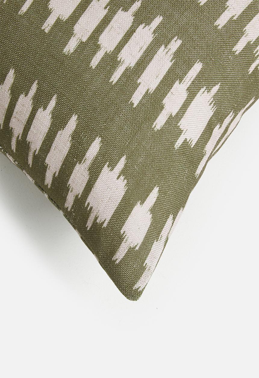 Sixth Floor - Tribe Print Cushion Cover - Green & Ecru