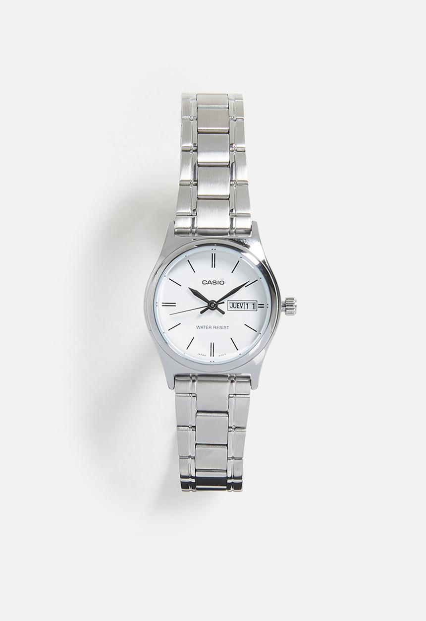 Casio - Analog Day Date Disp Wht Dial - Silver